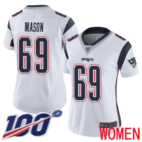 New England Patriots Football #69 Vapor Untouchable 100th Season Limited White Women Shaq Mason Road NFL Jersey